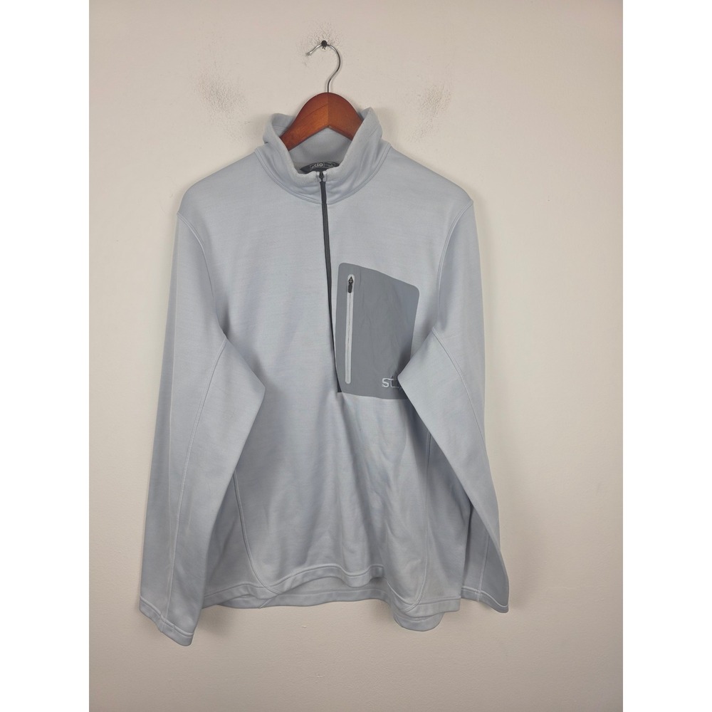 Stio Mens XL Light Blue Quarter Zip Pullover Bonded Chest Pocket Performance Top